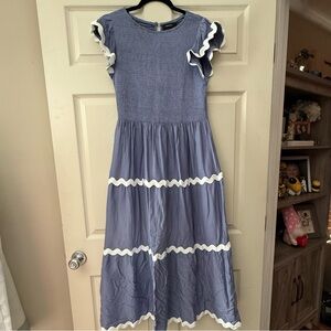 Zesica Women's Summer Flutter Short Sleeve Smocked Midi Dress